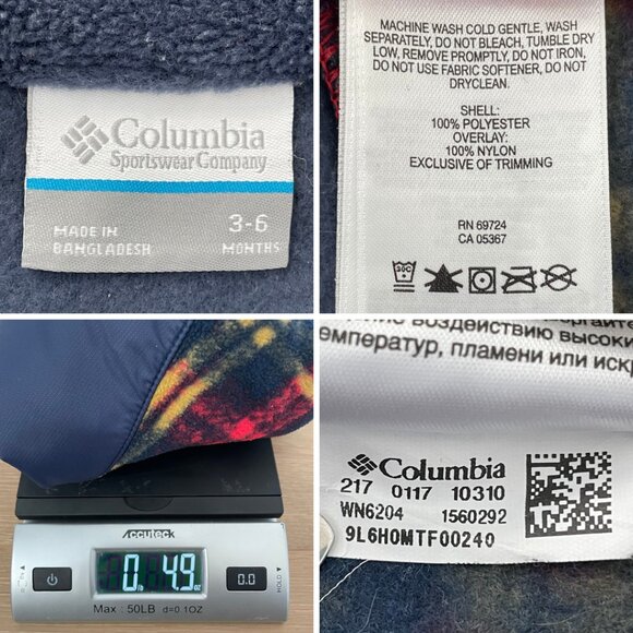 Columbia Jacket Infant 3-6 Months Blue Red Fleece Steen Mountain Full Zip Hoodie - Picture 13 of 13